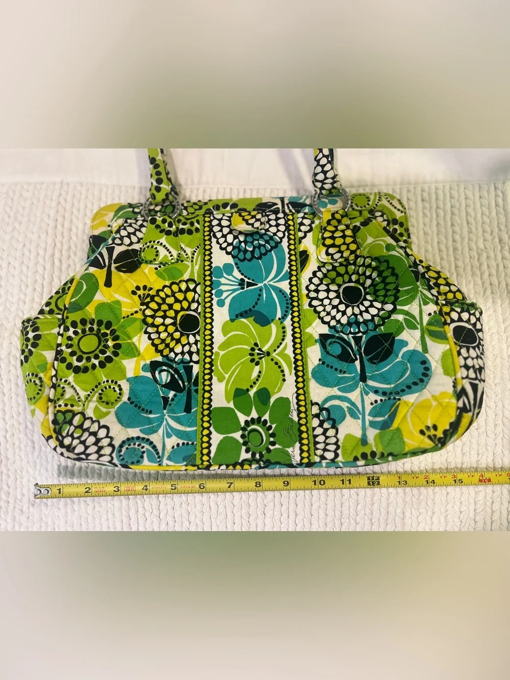 Vera Bradley Green, Yellow and Teal Quilted Floral Tote
